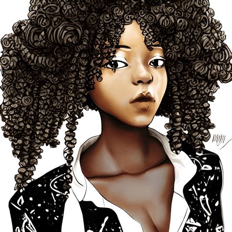 Garota Negra Com Um Afro No Estilo Anime 4k · Creative Fabrica