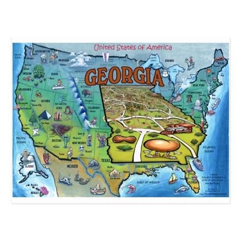 Georgia Usa Map Postcard Zazzle