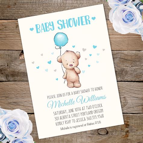 Printable baby shower games : Teddy Bear Baby Shower Invitation Printable - Edit with ...