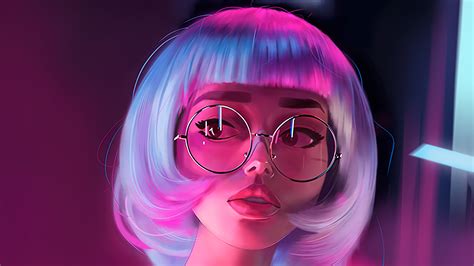 Neon Girl Glasses Hd Artist 4k Wallpapers Images Backgrounds