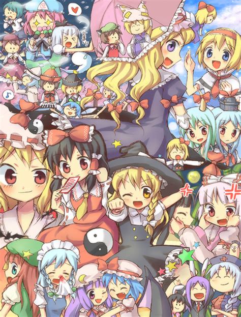 Kuguri Oimo Alice Margatroid Chen Cirno Ex Keine Flandre Scarlet Fujiwara No Mokou