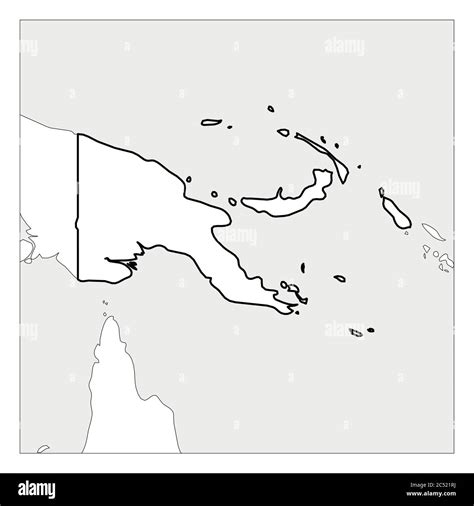 Map Of Papua New Guinea Black Thick Outline Highlighted With Neighbor