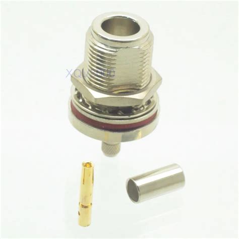 buy 1pce connector n female jack pin bulkhead crimp for rg58 rg142 lmr195 rg400