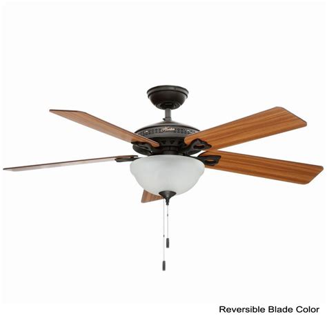 Hunter 52 Ceiling Fan With Light And Frosted Seeded Glass In New Bronze