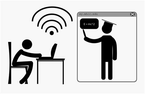A Stick Figure Student Sits At A Desk With A Computer Stick Figure