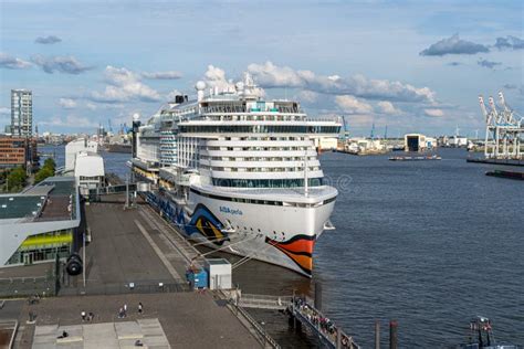 Cruise Ship Aida Perla In The Harbor Of Hamburg At The Altona Cruise