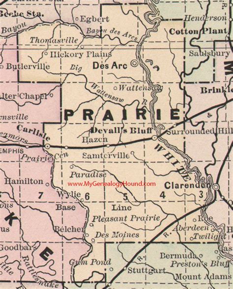 Prairie County Arkansas 1889 Map County Map Map Of Arkansas Arkansas