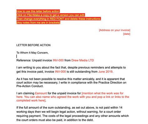 letter before action template for bloggers myblogmybusiness