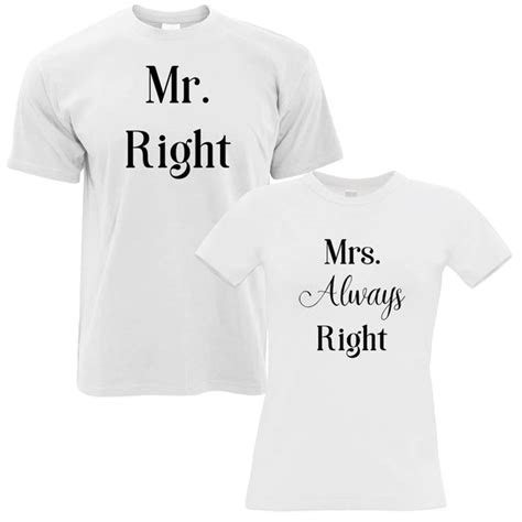 couples pack of 2 t shirts mr right mrs always right valentines shirtbox