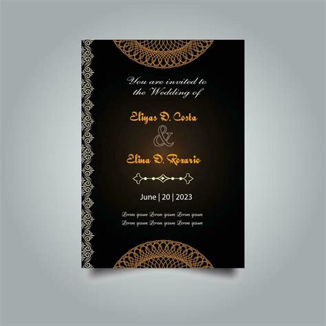 Luxury Wedding Invitation Card Design Set Luxury Vintage Golden Vector