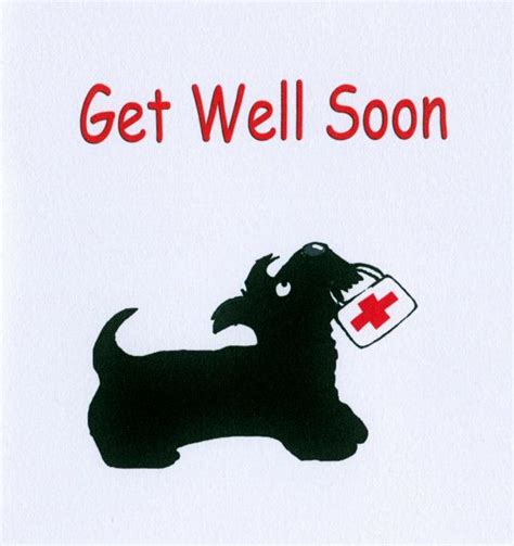 Scottie Dog Get Well Soon Smooth Matt Art Greeting Card 148 X 148