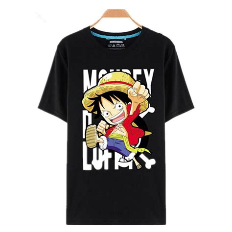 Designer One Piece T Shirts Japanese Anime T Shirts O Neck Black T
