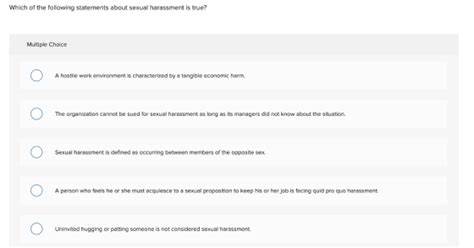 Which Of The Following Statements About Sexual Harassment Is True