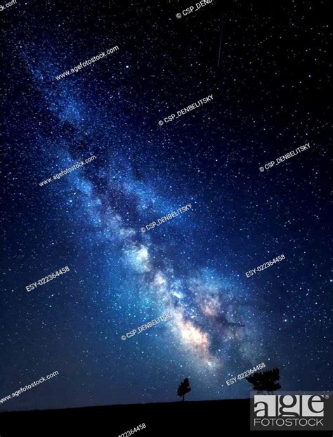 Milky Way Beautiful Summer Night Sky With Stars In Crimea Stock Photo