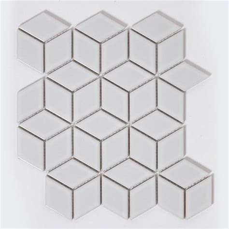 Gloss Hexacube 3d White Mosaic Tiles