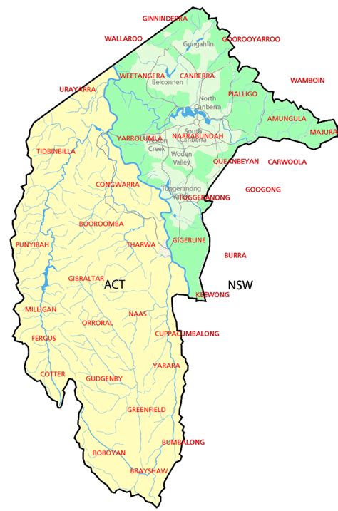 Australian Capital Territory Map Map Of Australia Region Political