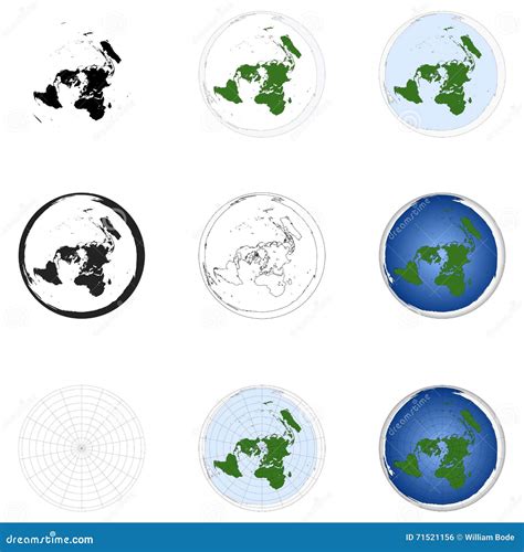 Azimuthal Equidistant Projection Map Of Earth Stock Illustration