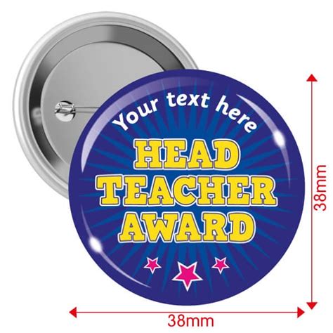 Personalised Head Teacher Award Badges 10 Badges 38mm