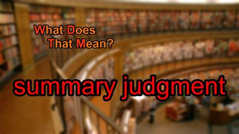 What Does Summary Judgment Mean Youtube