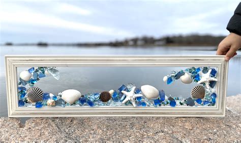 Beach Glass Window Beach Glass And Shells In Frame Etsy Sea Glass Mosaic Beach Glass Art