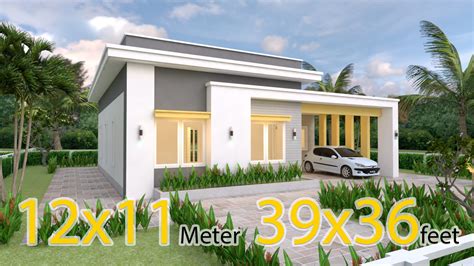 Single Story House 12x11 Meter 39x36 Feet 3 Beds Pro Home Decor Z