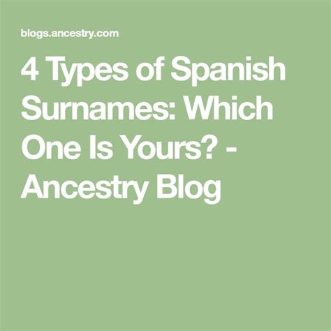 4 Types Of Spanish Surnames Which One Is Yours Ancestry Blog