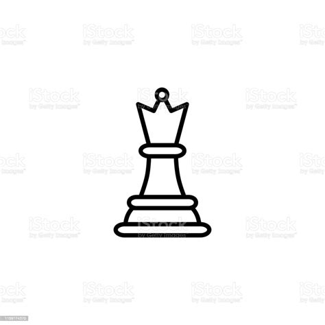 Chess Queen Line Icon In Flat Style Vector For Apps Ui Websites Black