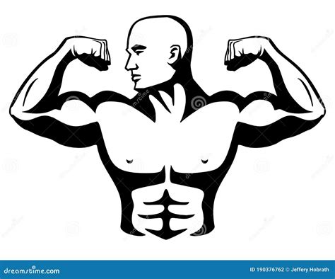 Bodybuilder Flexing Muscles Retro Vector Illustration Cartoondealer