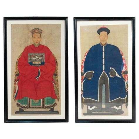 Pair Of Chinese Ancestral Portraits At 1stdibs