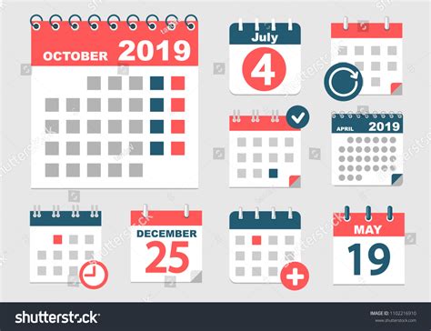 Set Different Calendars Different Options 20182019 Stock Vector