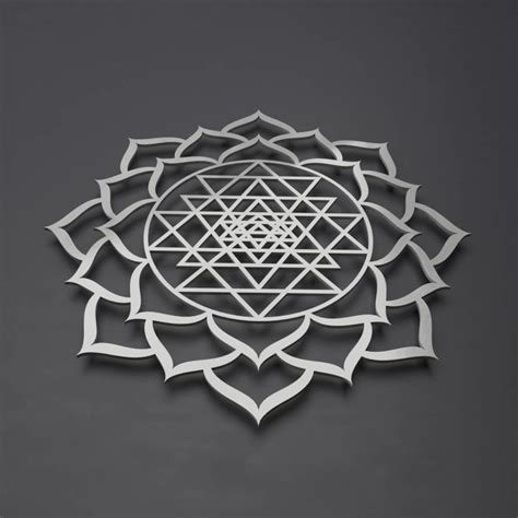 Sri Yantra Lotus Mandala 3d Metal Wall Art 24w X 24h X 025d