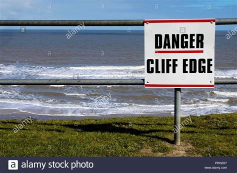 Danger Unstable Cliff Edge Warning Sign Caister On Sea Norfolk