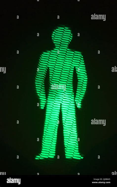 Green Man Go Pedestrian Traffic Light Stock Photo Alamy
