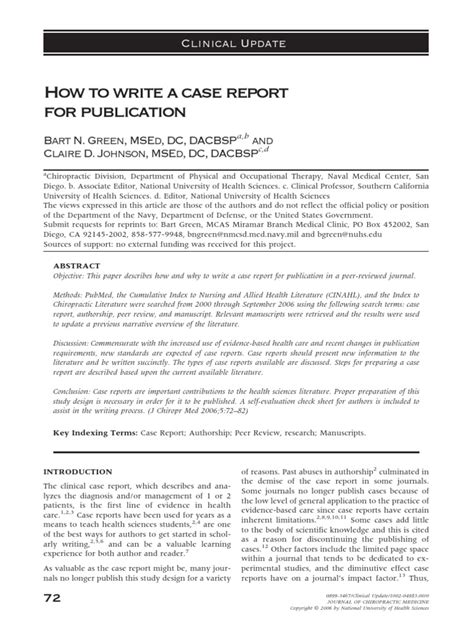 How To Write A Case Report For Publicationpdf Case Report Clinical