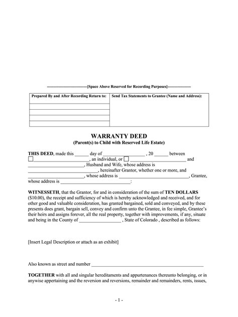 Colorado Warranty Deed Fill Online Printable Fillable Blank