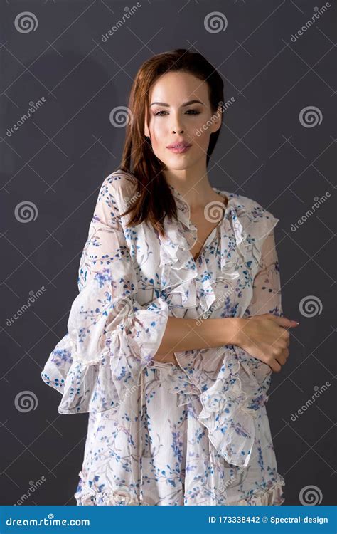 Portrait Of A Beautiful Woman In A Summer Dress Stock Photo Image Of