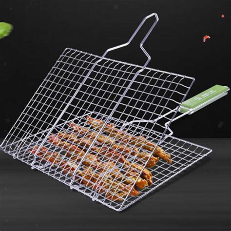 Barbecue Grilling Basket Portable Folding Stainless Steel Bbq Grill