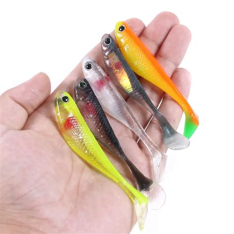 5pcs 88cm 5g Shad Soft Plastic Lures Jig Swimbaits Artificial Double Color Silicone Bait For