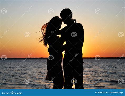 Silhouettes Of Amorous Couple Stock Image Image Of Woman Black 20893573