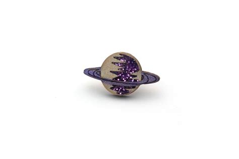 Purple Saturn Planet Pin Badge Etsy