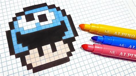 Pixel Art Hecho a mano - Cómo dibujar una seta Tricky | Dibujos en