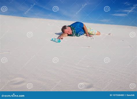 Man Lost In The Desert Suffering From Thirst Stock Photo Image Of