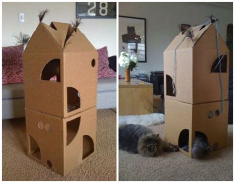 Castillo Casero Para Gatos Gato Diy Diy Cat Tower Kitten Mom Cat