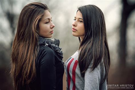 Outdoor Portrait Of Two Beautiful Young Girls 54ka