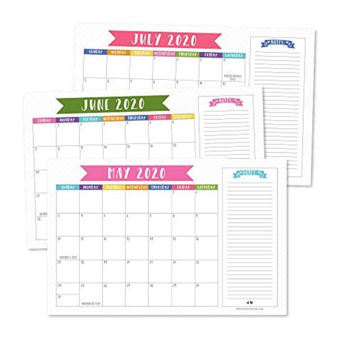 Hadley Designs Colorful 2020 2021 Large Monthly Desk Or Wall Calendar