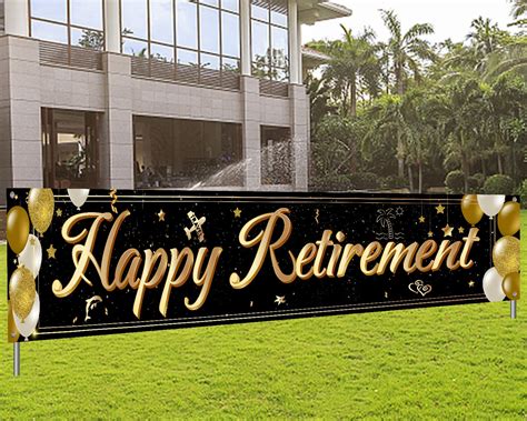 Buy Large Happy Retirement Banner Gold Reitirement Party Yard Sign