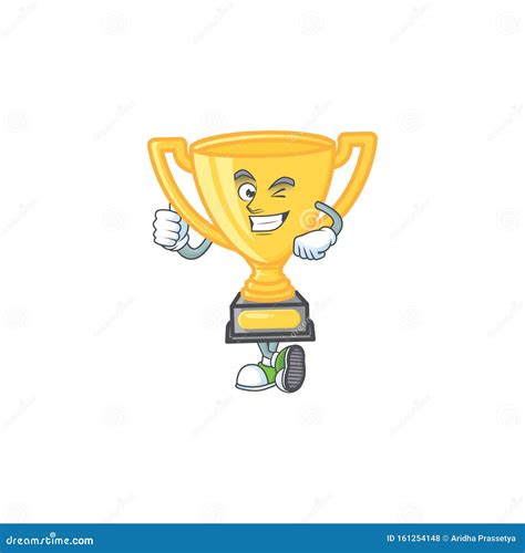 Thumbs Up Gold Trophy For Victory Achievement Award Stock Vector