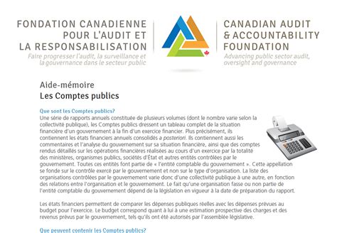Les Aide Mémoire Fondation Canadienne Pour Laudit Et La Responsabilisation