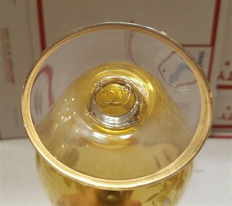 Vintage Antique Bohemian Czech Moser Style Art Glass Decanter Gold Gilded Yellow Ebay
