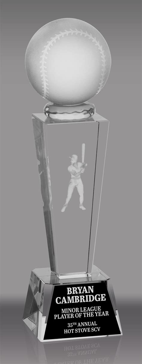 Baseball 3d Laser Crystal Trophy Trophy Depot